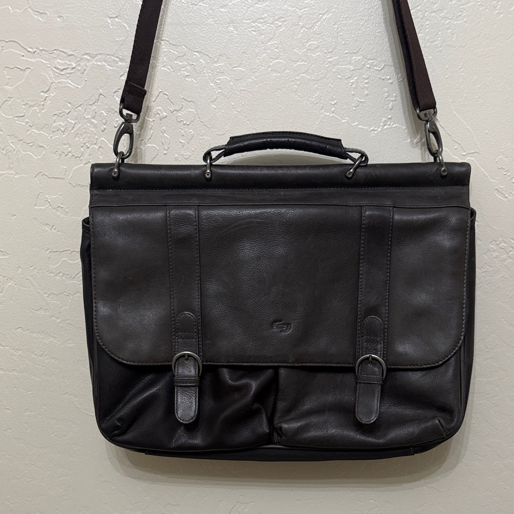 Solo Dark Brown Leather Briefcase